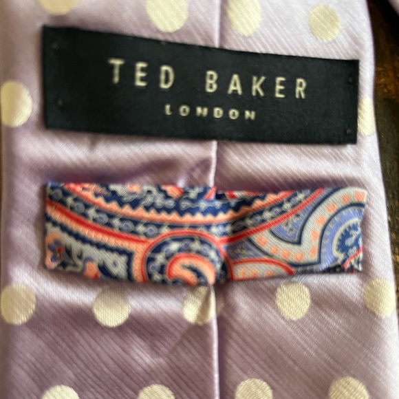 Ted Baker London Silk Tie--Lavender with White Polka Dots - Picture 2 of 3